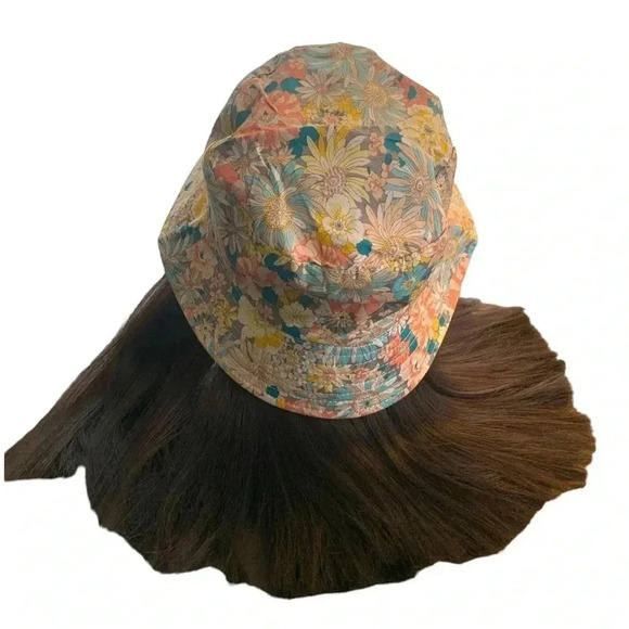 Boutique Handcrafted Flirty Feminine Floral Multi-Color OSFM Bucket Hat Beach - Picture 4 of 7